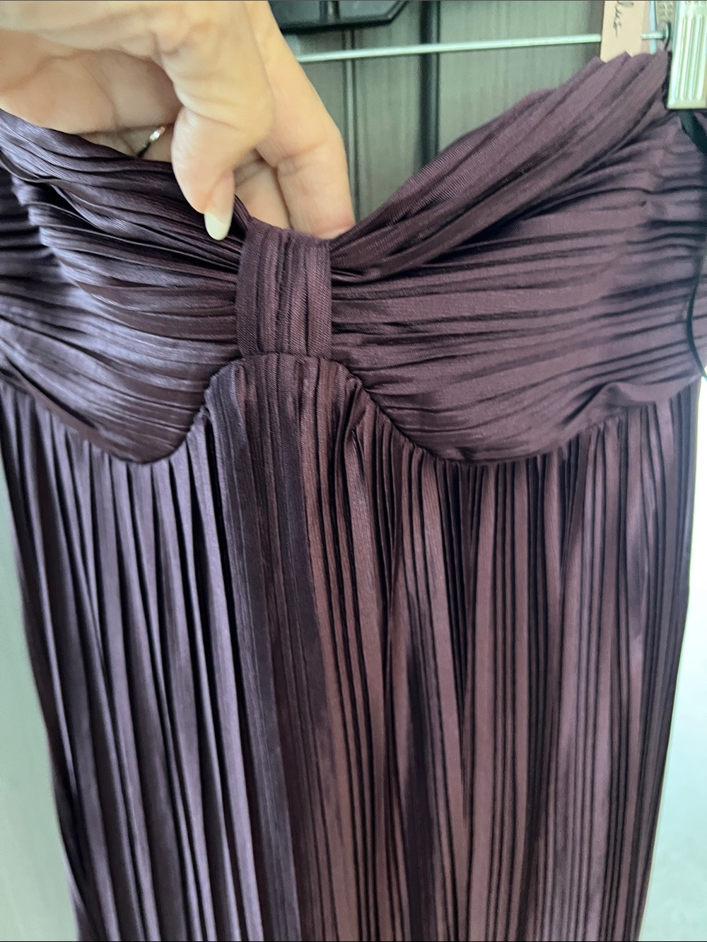 NWT LULUS Whimsical Beauty plisse strapless dress dark purple XL - Picture 3 of 12